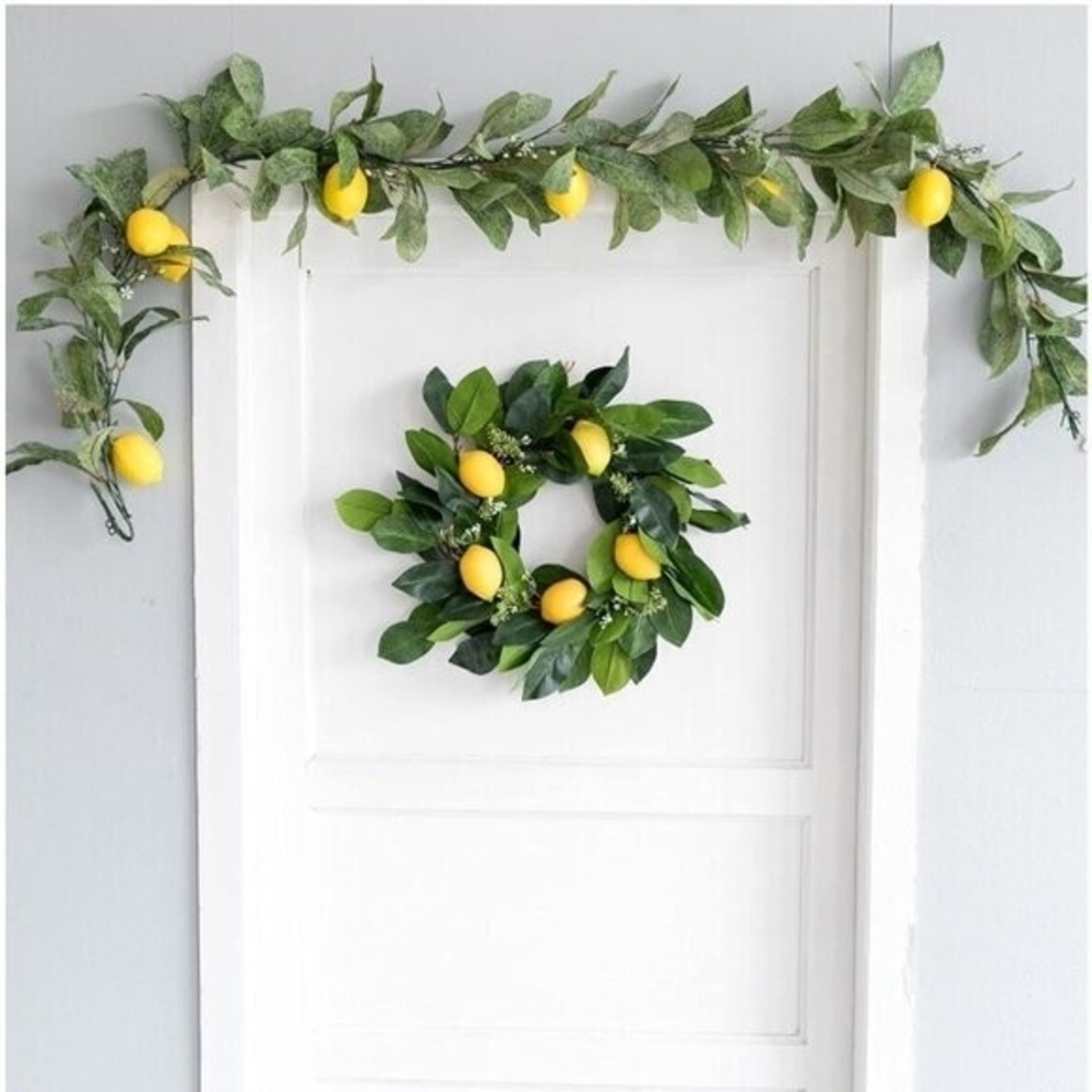 Lemon Garland 6ft Green Yellow Orange Fruit Vine Spring Summer Decor NIP
